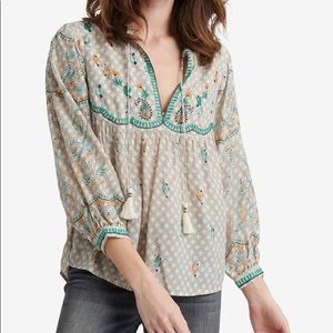 Lucky Brand embroidered peasant blouse
